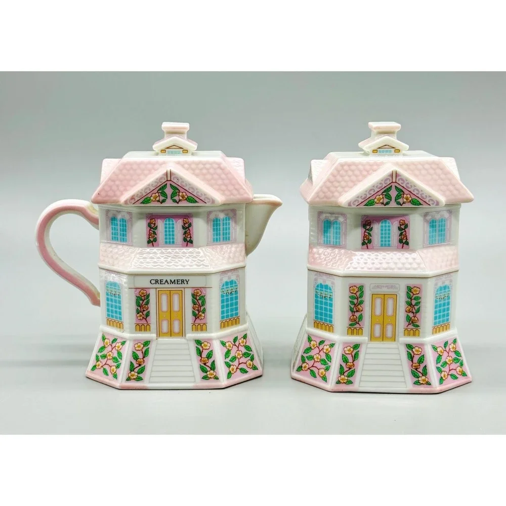 Lenox Spice Village Creamer and Confectionary Sugar Bowl Porcelain 1991